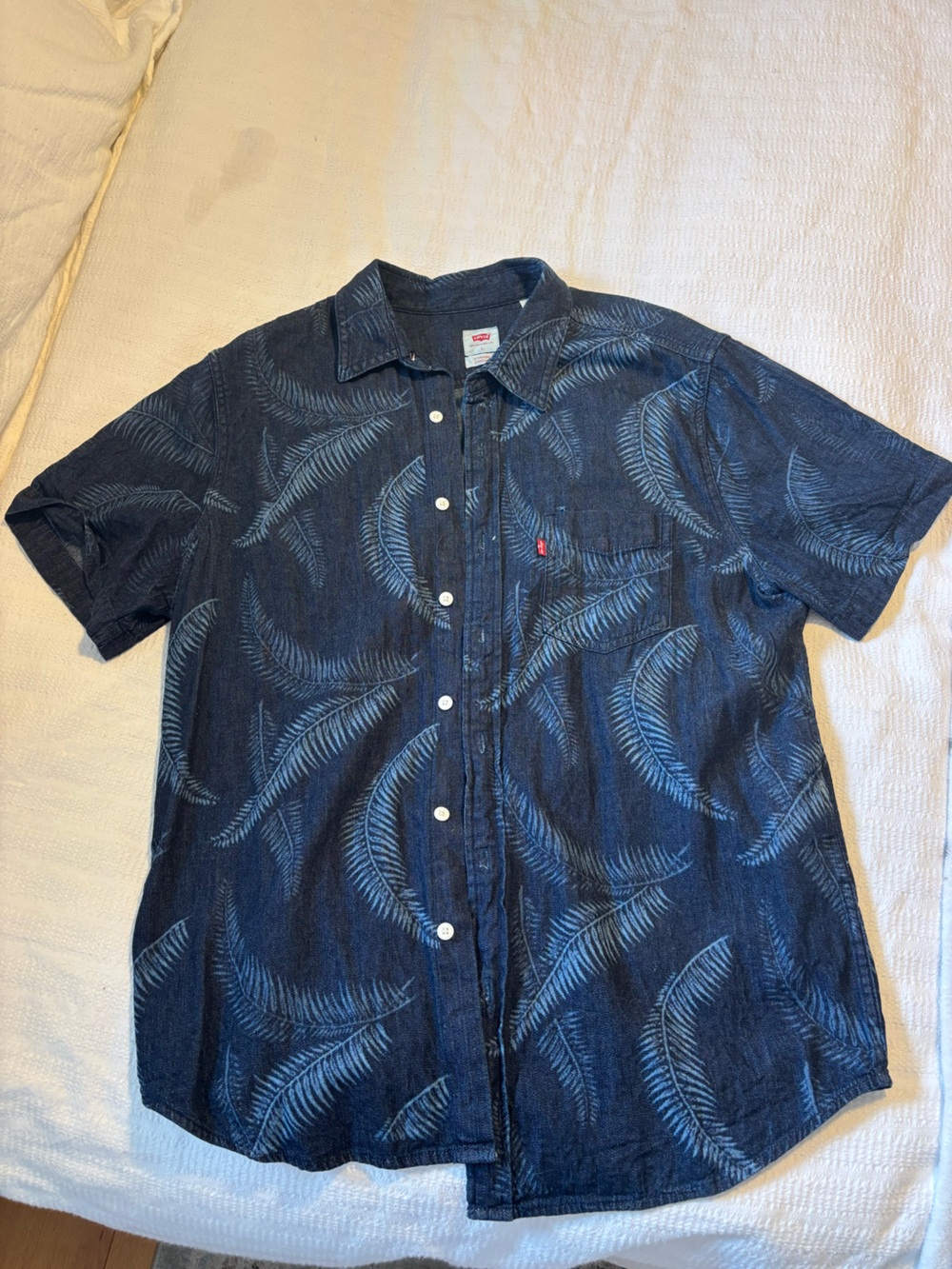 Levi's Navy Short-Sleeve Shirt with Palm Leaf Print